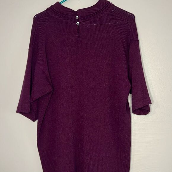 Vintage Helen Hsu Purple Short Sleeve Top Size  1X - Picture 7 of 10